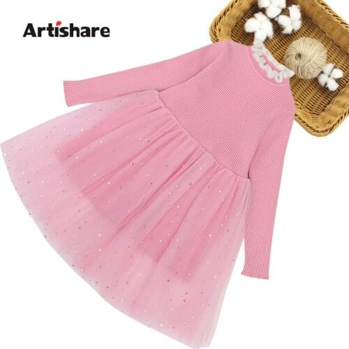 Girl Sweater Dress Star Pattern Girl Knitted Dress Casual Style Child Dress Spring Autumn Girls Clothes