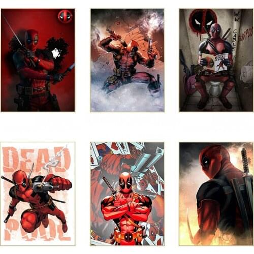 Marvel Avengers Canvas Paintings Superhero Deadpool Posters and Watercolor Prints Wall Art Pictures for Living Home Decoration
