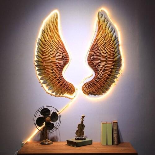 Retro Iron Industrial Wind Creative Bar Decorative Wings Wall Pendant Iron Wall Decorations Bar Coffee Shop Wall Decoration Gift