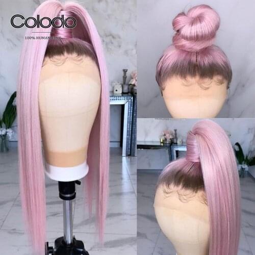 Pink Wig Pre Plucked Lace Front Human Hair Wigs #4 Roots Remy Ash Blonde Full Lace Human Hair Wigs for Black Women Pre Plucked
