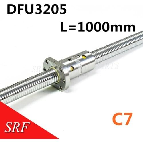 Rolled ballscrew RM3205 L=1000mm C7 Ball lead screw with DFU3205 Ball screw Double ball nut no end machined for CNC parts