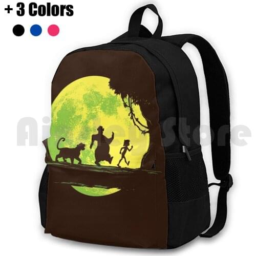 Jungle Moonwalk Outdoor Hiking Backpack Riding Climbing Sports Bag Jungle Moon Creatures Animals Tiger Bear Funny Humor Popular