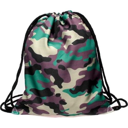 Camouflage Bundle Pocke Women Backpack 3D Datura printing travel softback women mochila drawstring bag mens backpacks bag Bundle