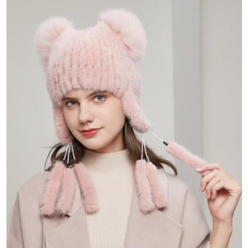JKP winter womens hats real natural mink woven fur caps new fashion fur hat womens thick warm Russian beanie cap 20HY-15