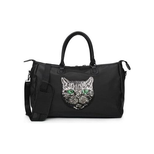 2020 women folding travel bag short-distance large-capacity portable luggage bags Korean sequined cat shoulder bags fitness bag