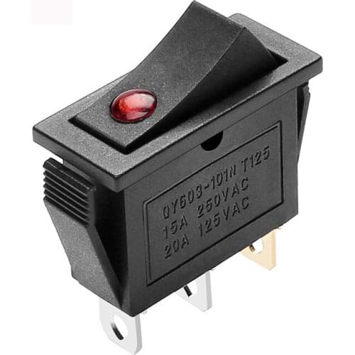 1PCS Plastic Rocker Switch 2 Position 3 Pins With Light ON-OFF Speaker Switch 15A 250VAC 20A 125VAC KCD3-102N Push Button Switch