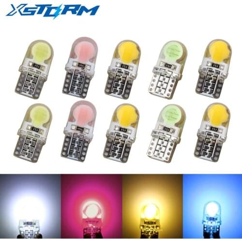 10Pcs Car Led Bulbs T10 194 168 W5W COB 8 SMD LED Silica Bright White License Light Bulb White Amber Purple Ice Blue Red 12V