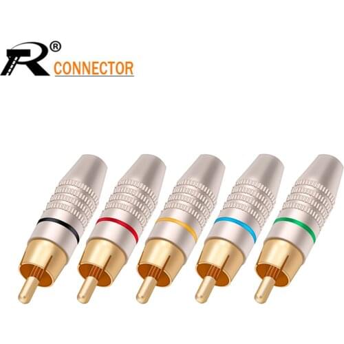 10pcs Welding free rca connector Gold Plated Microphone male plug adapter Video/Audio Connector Supports 6mm Cable