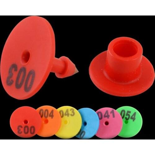 100Pcs Mini Animal Ear Tags Numbered Round Goat Sheep Pig Livestock Animal Ear Tags Labels Marks Animal Livestock Supplies