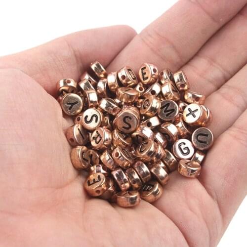 200/300/500PCS Mixed Russian Rose Gold Black Letter Acrylic Beads Round Alphabet Beads For Jewelry Making Handmade Diy Bracelet