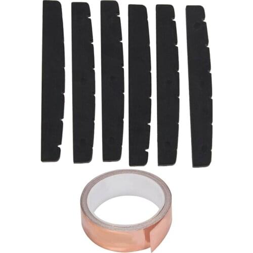 6X Black 6-String Guitar Top Nut 42X3.5mm & 1x 30mm X10M Copper Foil Tape Adhesive EMI Shielding Guitar Slug Snail