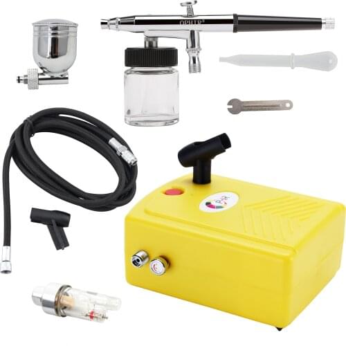 OPHIR 0.3mm Airbrush Spray Paint Air Compressor Kit for Hobby Temporary Tattoo Car Painting#AC034+AC005+AC011