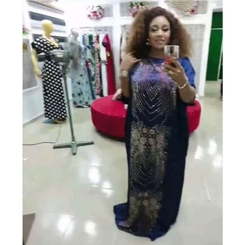 African Style Dresses for Women Fashion Bazin Diamond Robe Africaine Femme Muslim Dress Dashiki Gown Africa Clothing Traditional