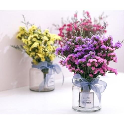 MINI Immortal Preserved Dried Flower Bouquet Gypsophila Forget-Me-Not Crystal Grass Arrangement Bottle Home Desktop Office Decor