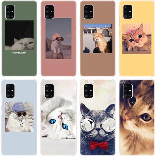 Animal cute cat kitten Case for Samsung Galaxy A12 A02 A03S A21S A22 A32 A52 A72 A82 Quantum 2 S21 Plus FE Ultra M02S M12 Cover