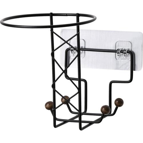 Helmet Holder Basketball Storage Rack Wall-mounted Bracket Multifunctional Non-marking Paste Coat Rack Durable 13X7X17cm WWO