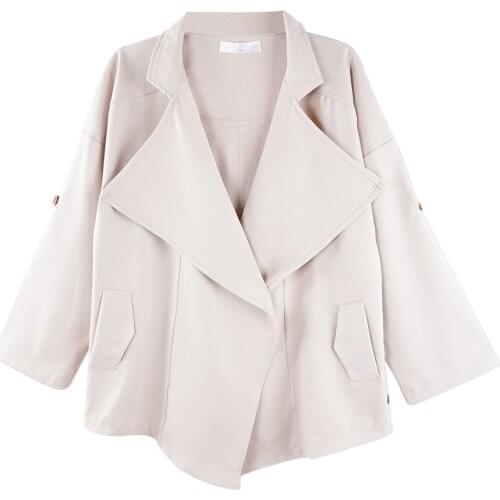 Neatie kiddie Solid Spring Basic Casual Trench Coat Women Irregular Length Open Stitch Turn-down Collar Streetwear Fashion Coat