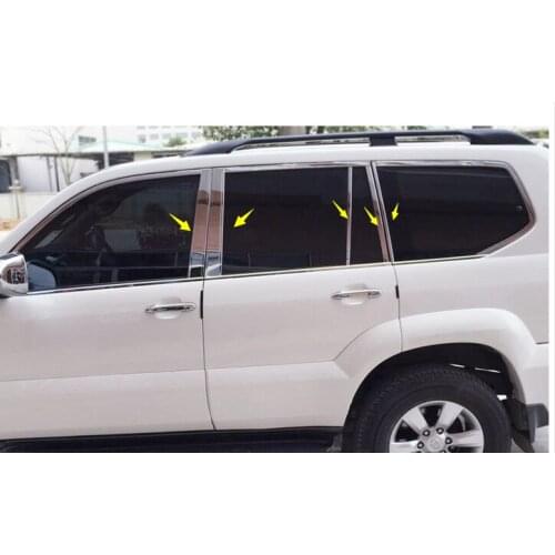 For Toyota LC Prado Fj120 2003 2009 Steel Middle Window Pillar Cover Trim 10pcs