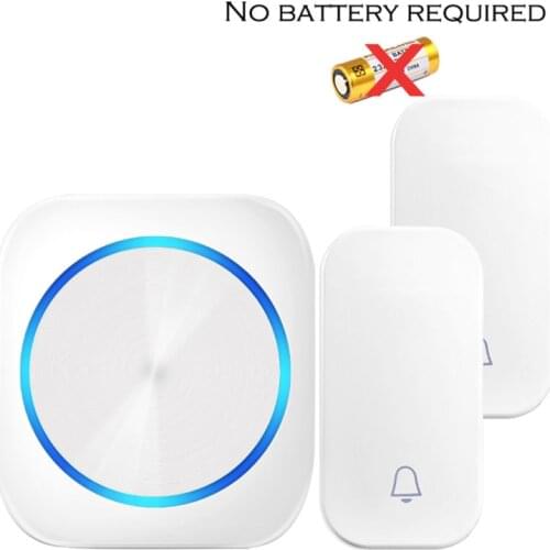 Dropshop! Self Powered Waterproof Wireless DoorBell Door Bell Night Light No Battery EU Plug Smart Home 1 2 Button 1 2 Receiver