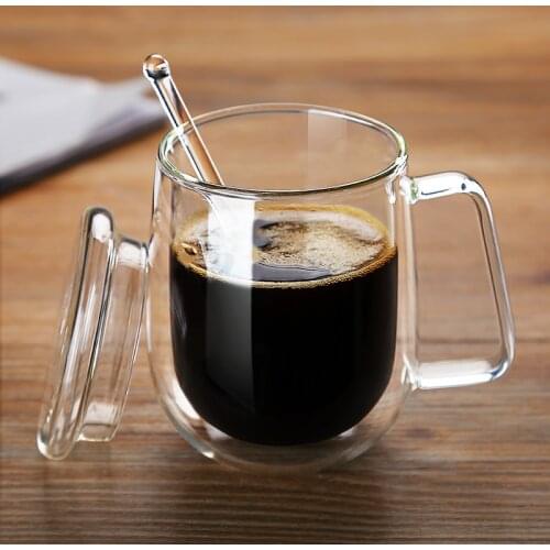 Double Coffee Mugs With the Handle Mugs Drinking Insulation Double Wall Glass Tea Cup Creative Gift Drinkware Milk