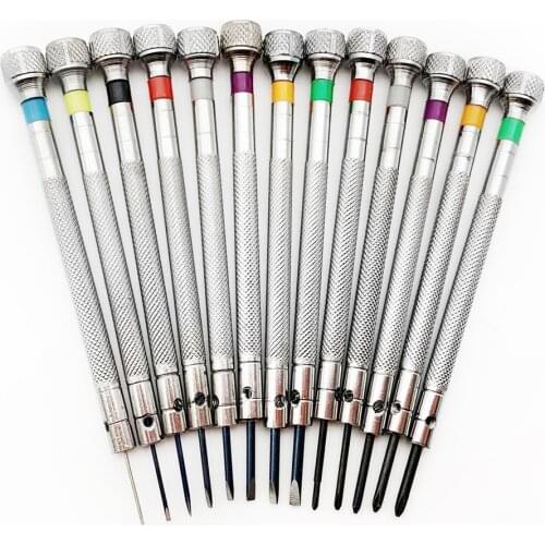 HQ 0.6mm-2.0mm 13Pcs New Watchmakers Screwdrivers Set Watch Glasses Flat Blade Watches Accessories Repair Tools & Kits