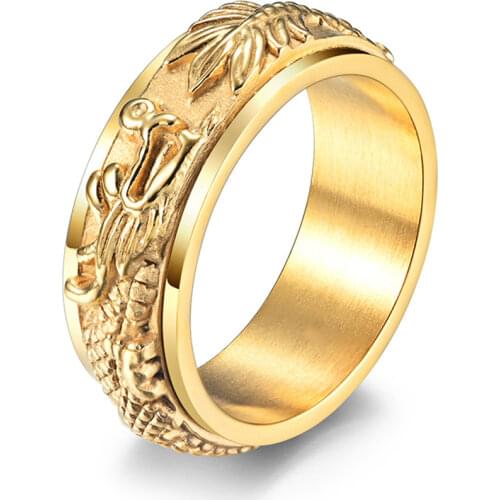 Titanium Steel Dragon Ring Chinese Style Unisex Ring Animal Metal Jewelry Party Birthday Gift