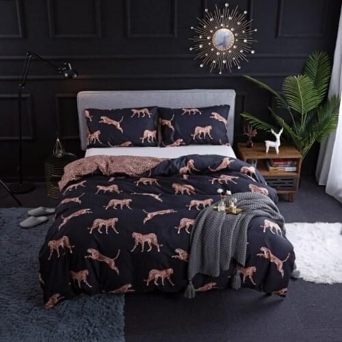 Duvet Cover Set King Size Queen Size Comforter Sets Leopard Flowers Feathers Printing Bedding Set housse de couette T281
