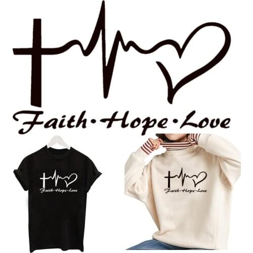 Christian Jesus cross Patches faith hope love letter DIY Patch for Worship Clothing Sticker for men women T-shirt Heat Transfer
