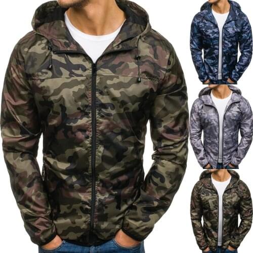 Spring and autumn new long sleeved camouflage jacket fashion loose windbreaker zipper outwear mens jacket