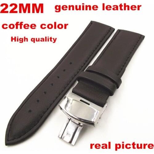 Wholesale 10PCS/lot 22mm genuine cow leather watch band watch strap watch parts coffee color -110707