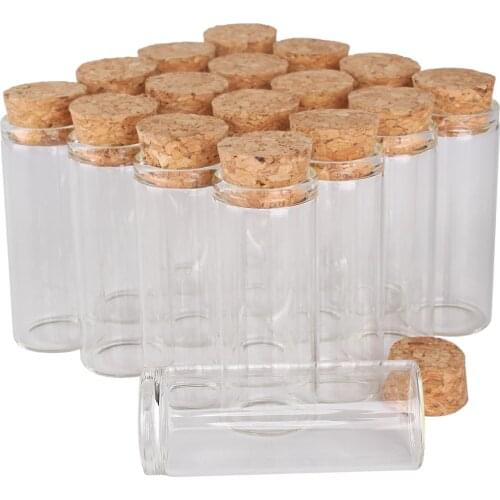 Wholesale 24 pieces 14ml 24*60mm Test Tubes with Cork Stopper Glass Jars Glass Vials Tiny Glass bottles for Wedding Craft