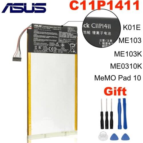 100% ASUS Original Battery ASUS C11P1411 For ASUS MeMO Pad 10 ME103K K01E ME0310K ME103 4980mAh High Capacity+Free Tools