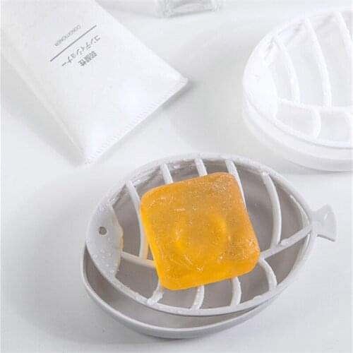 Plastic Drain Soap Box Holder Double Layer Fish type Soap Storage Rack Container Bathroom Shower Non-slip Plate Soap Organizer