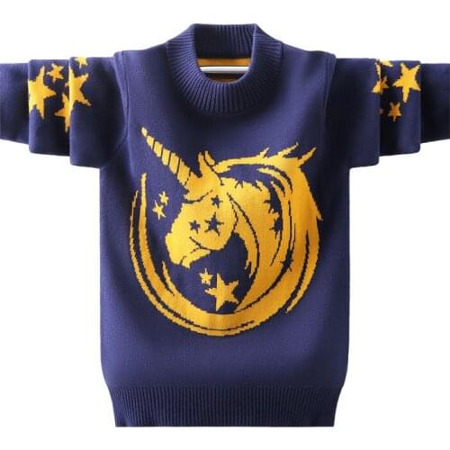Boys pullover knitted cartoon print sweater new spring/autumn/winter big kids plus cashmere sweater