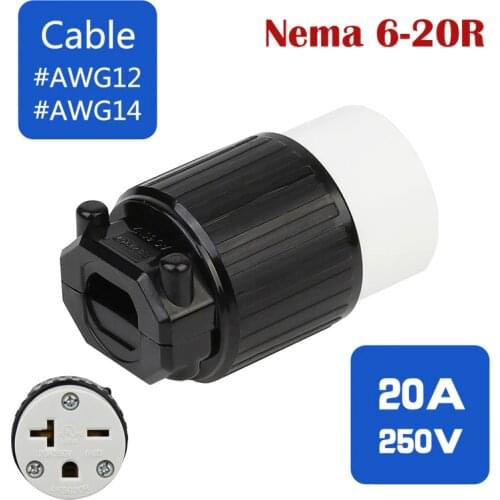 NEMA 6-20R Self-wiring socket, NEMA US Anti-drop 6-20R Female Industrial Plug Direct Connector Converter