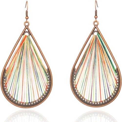 Gorgeous Boho Ethnic Thread Drop Earrings for Women Female Water Drip Dangle Earrings Engagement Party Jewelry Accessories