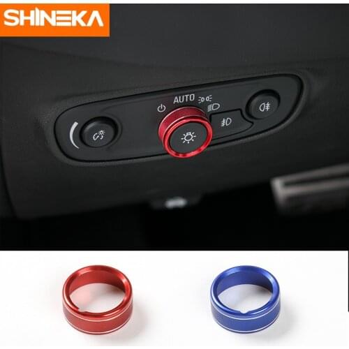 SHINEKA Car Aluminium Alloy Headlight Head Light Switch Button Decoration Cover Ring Stickers for Chevrolet Equinox 2017