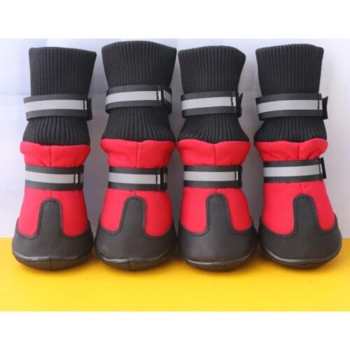 Warm Dog Shoes Waterproof Sport Dog boots with Reflective Velcro Rugged Anti-Slip Sole Perfect for long-legged Medium Large Dogs