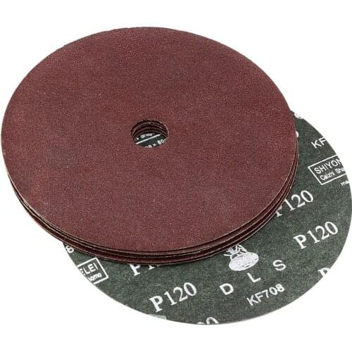 Uxcell 10 Pack 7-Inch x 7/8-Inch Aluminum Oxide Resin Fiber Discs, Center Hole 120 Grit Sanding Grinding Discs