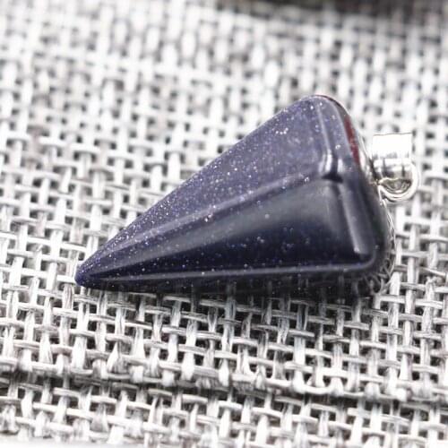 Yingwu Wholesale 50pcs Lot Blue Sand Pendulum Shape Natural Stone Charms Pendants Necklace Jewelry Making for women men