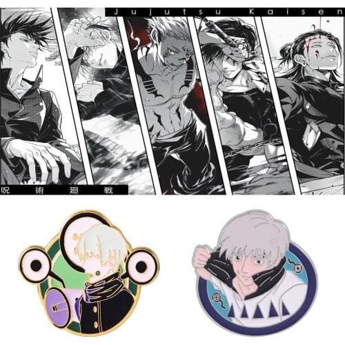 Anime Jujutsu Kaisen Brooch Pins Inumaki Toge Gojo Satoru Cartoon Cosplay Badge Brooch for Women Man Backpack Lapel Pins Jewelry
