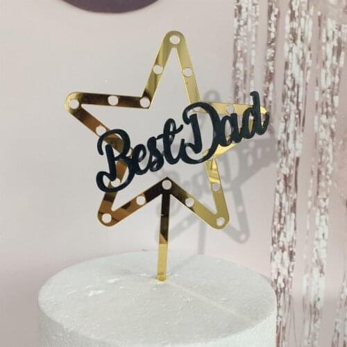 Star Best Dad Cake Decoration Happy Fathers Day Cake Topper Party Supplies Favors Cake Decorating Tools