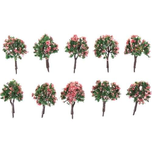 10pcs Trees Ball Shaped Flower Model Scenery Landscape 1/87 Scale Mixed colors