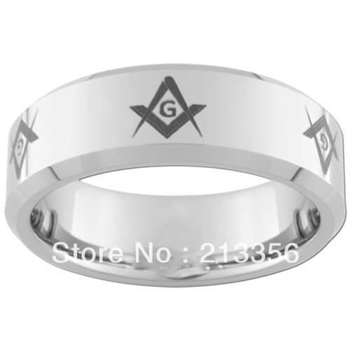 10PCS/LOT FREE SHIPPING!USA WHOLESALES CHEAP PRICE 8MM WOMEN&MENS HIS/HER FREEMASON MASONIC BEVELED TUNGSTEN WEDDING BAND RINGS
