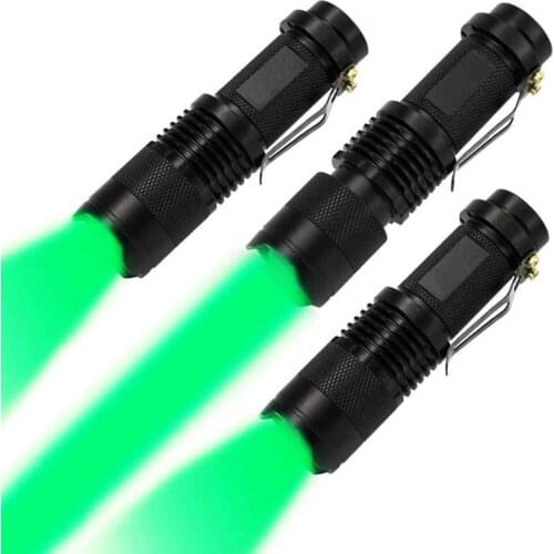 3pcs/ lot) Green Light LED Flashlight 3 Mode LED Lamp mini Zoomable AA 14500 Flashlight Torch Green LED Flahlight Torchlight