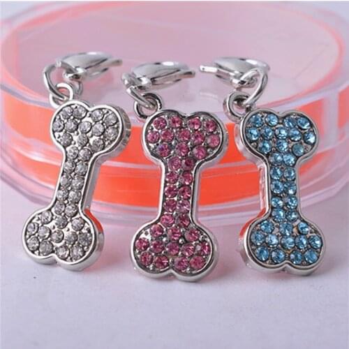 Pet pendant dog bone Diamond dog hang pet collar accessories Spot mixed 30pcs