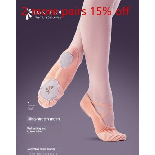 New Coming Mesh Canvas Ballet Shoes Split Sole Suede Ballerina Practice Girls Women Dancewear Salsa Slippers Gym Yoga Lady Jazz