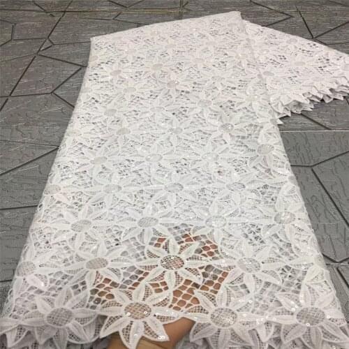 White African Lace Fabric With Sequins Milk Lace 2021 High Quality Lace Nigerian Embroidery Lace Fabric For Wedding Sewing x1-72