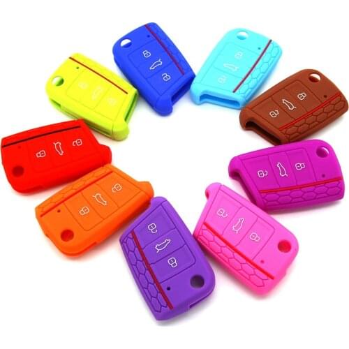 Hot silicone car key cover case shell fob For Volkswagen VW Golf 7 mk7 Skoda Octavia A7 for SEAT Leon Ibiza 3 Car-styling