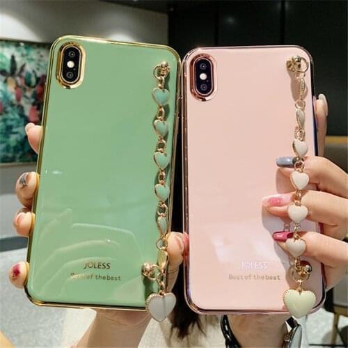 Electroplated Heart Bracelet Case For Samsung Galaxy A10 A50 A51 A71 A70 A20S A21S A10S A20 A30 A31 A5 A8 A7 2018 A750 Cover